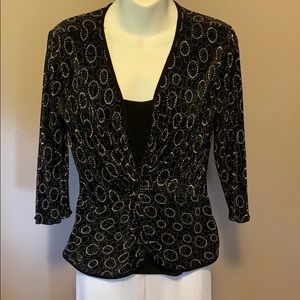 Black, grey and blue blouse